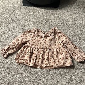Kensie Kids Floral Blouse - Cream and Brown